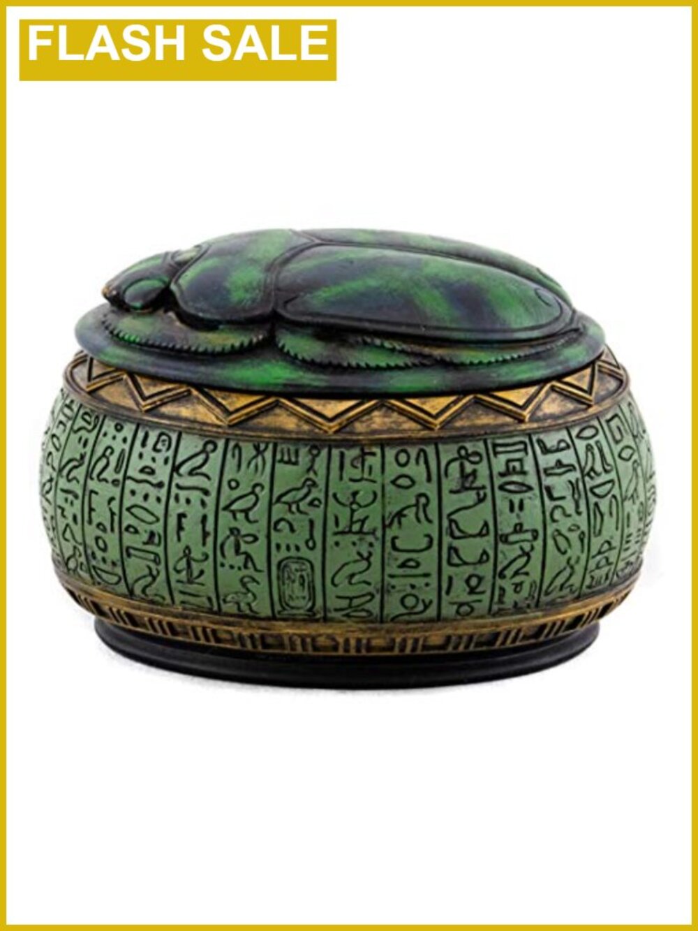 Hand Painted Resin Egyptian Scarab Jewelry Box 4 Inch